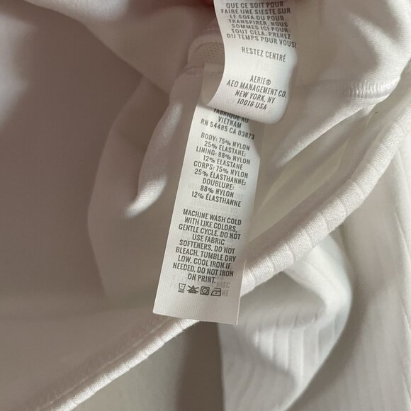 Offline By Aerie Women L White Ribbed Real Me Super Cropped Long Sleeve Bra Top - Picture 8 of 9